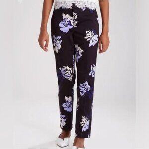 Banana Republic Black Floral Ryan Dress Pants Size 8 EUC